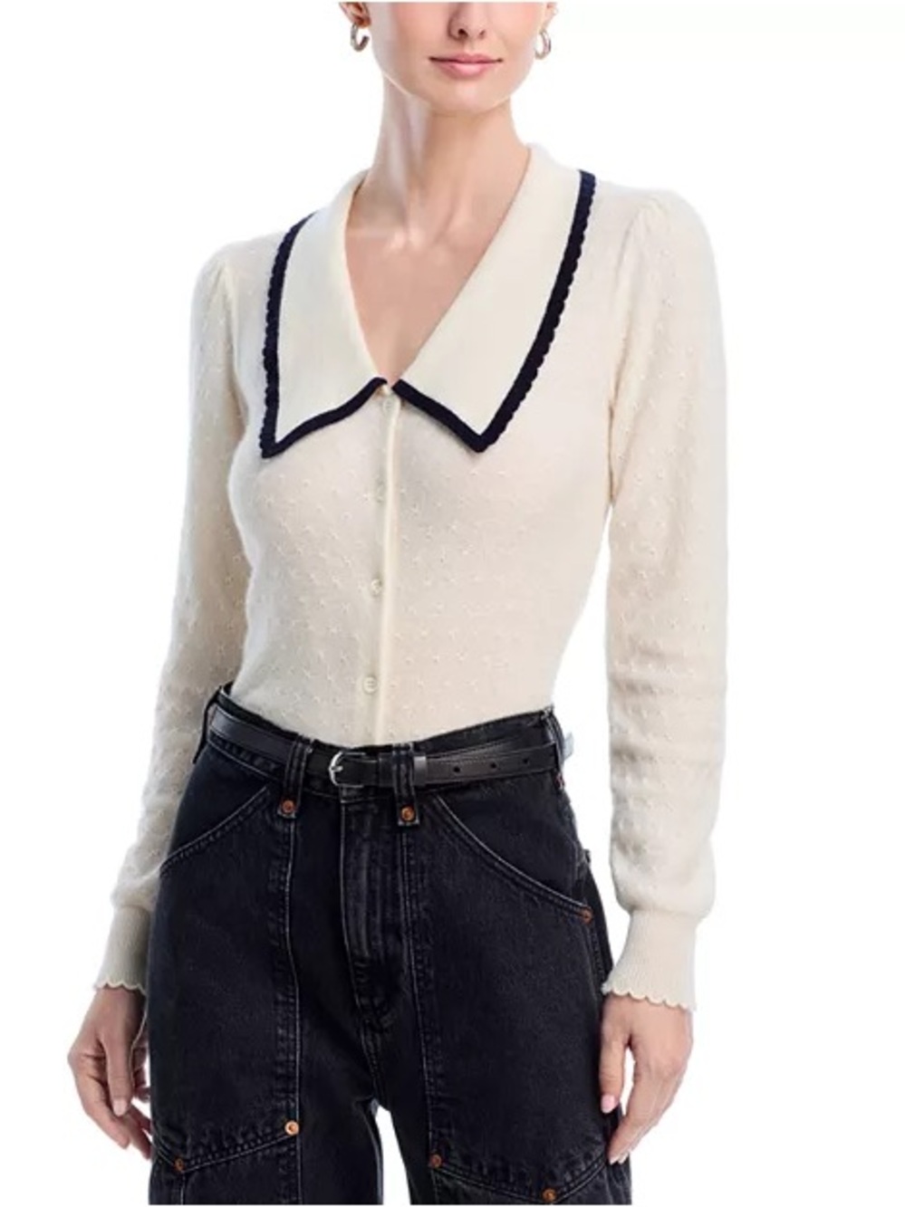 FRAME Cashmere Sailor Cardigan in Cream Multi Size M